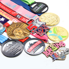Medalhas de esporte de corrida e caminhada em esmalte macio personalizado barato 5K 10K